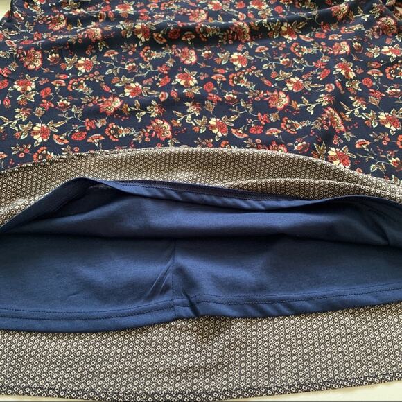 Love Richie Dress Tunic Navy Orange Mixed Floral Print Wide Sleeve Plus Size 1X - Picture 12 of 14